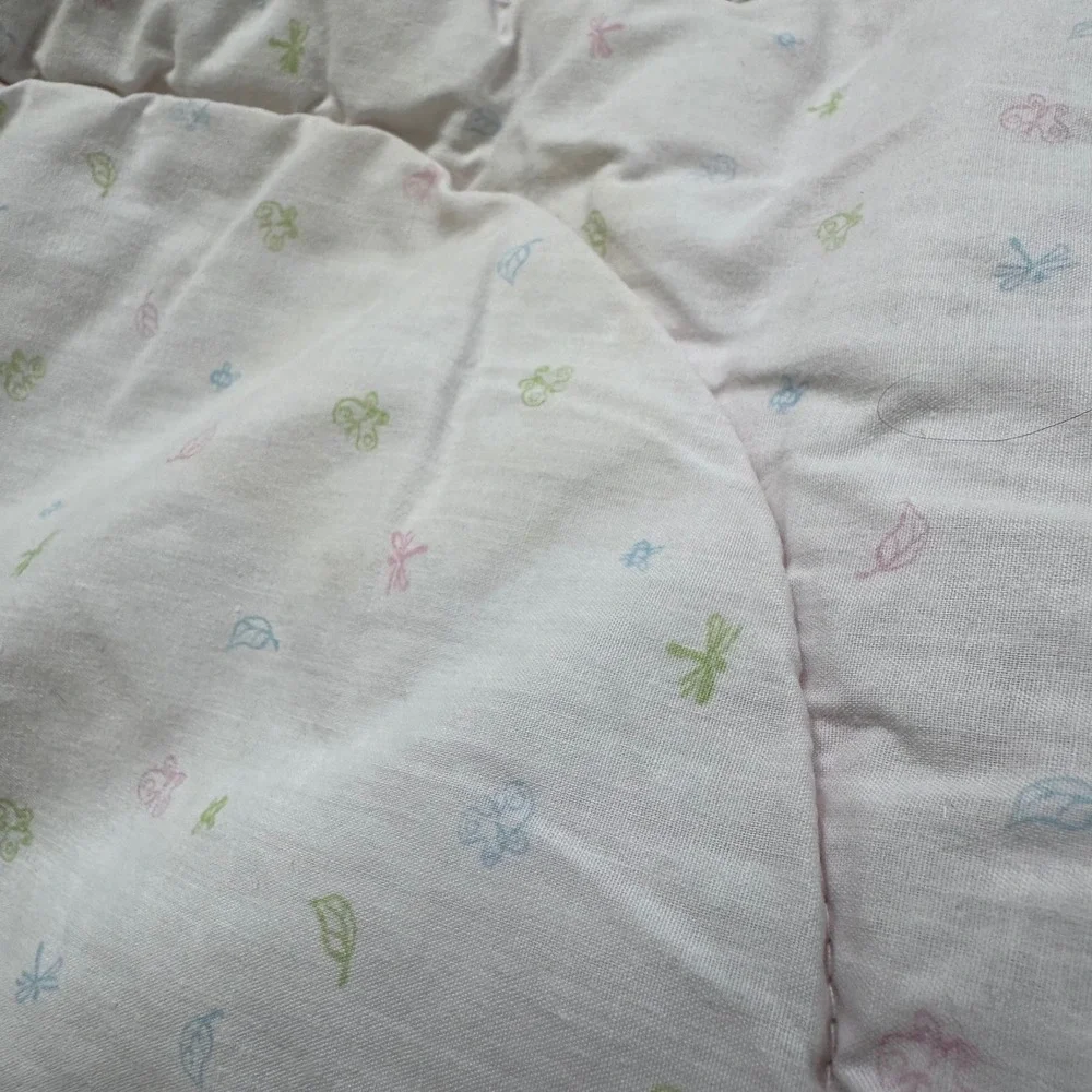 Vintage 90's Disney Classic Pooh Baby Quilt Pink Ruffled Blanket Winnie the Pooh